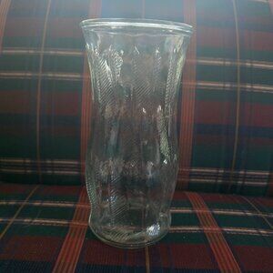Vintage Brody Co Clear Glass Vase Raised Wheat Stalk/Feather Pattern